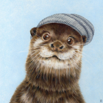 Otter with a hat on closeup created using DALL-E2 AI art generation tool