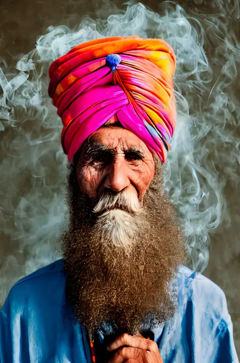 Man with turban with smole background by stable diffusion